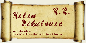 Milin Mikulović vizit kartica